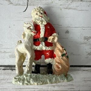 Christmas Village SANTA with Bag of Toys & Llama Accessory